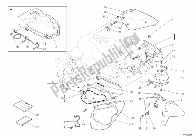 All parts for the Fairing of the Ducati Multistrada 1100 USA 2008